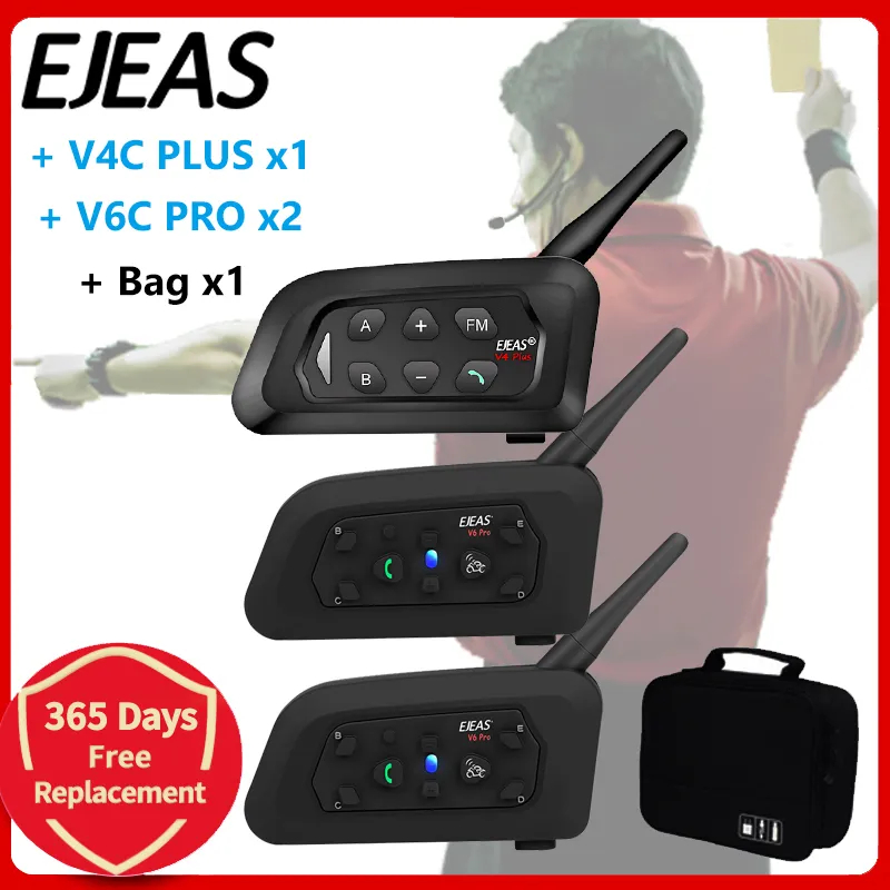 Bluetooth Headset Helmet 1000M - EJEAS V4C PLUS + V6C PROx2