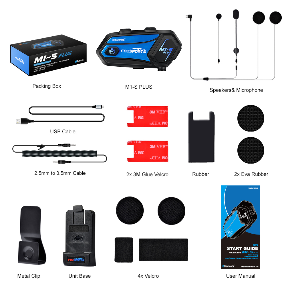 Motorcycle Intercom Group 10 Riders - Intercom pour moto Fodsports M1-S Plus,
