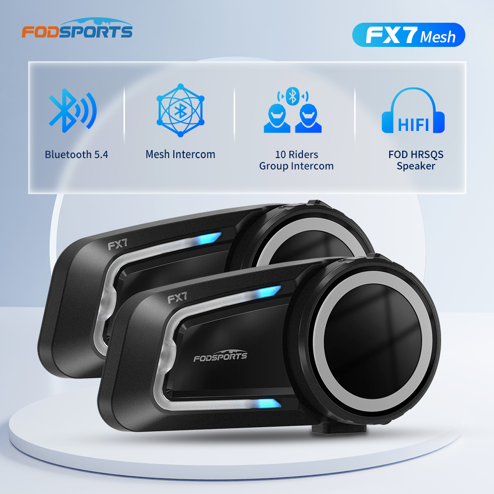 Motorcycle Intercom Mesh 2000M - 2 pièces Fodsports FX7 casque de