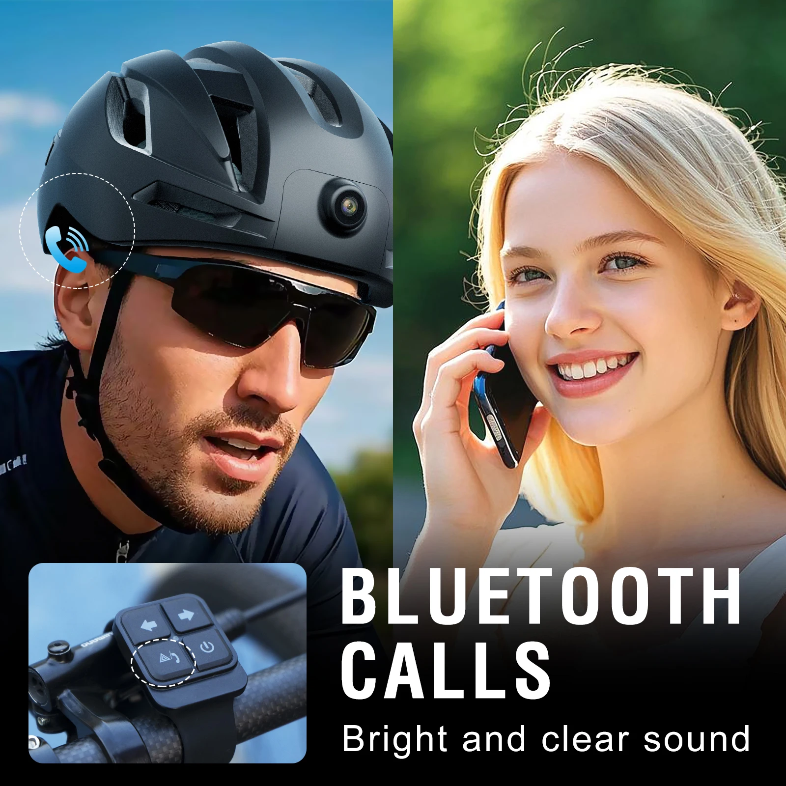 Helmet Communication System Camera - Casque intelligent avec clignotants, caméra 1080p,