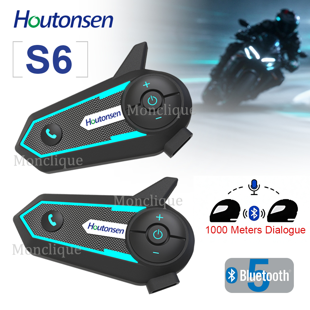Motorcycle Intercom With Fm Radio - Casque Bluetooth pour moto Houtonsen S6,
