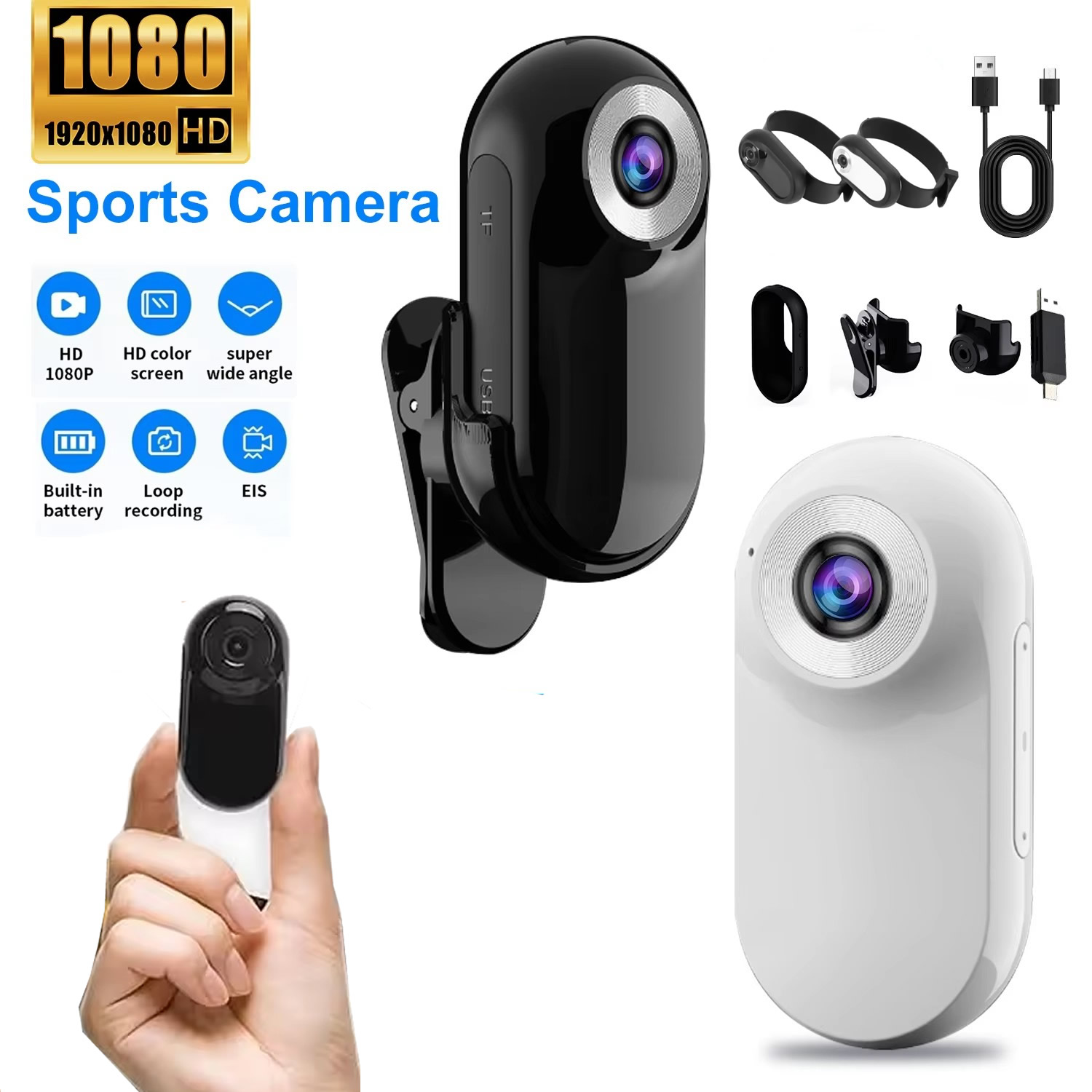 Helmet Communication System Camera - Caméra sportive 1080P pour casque de