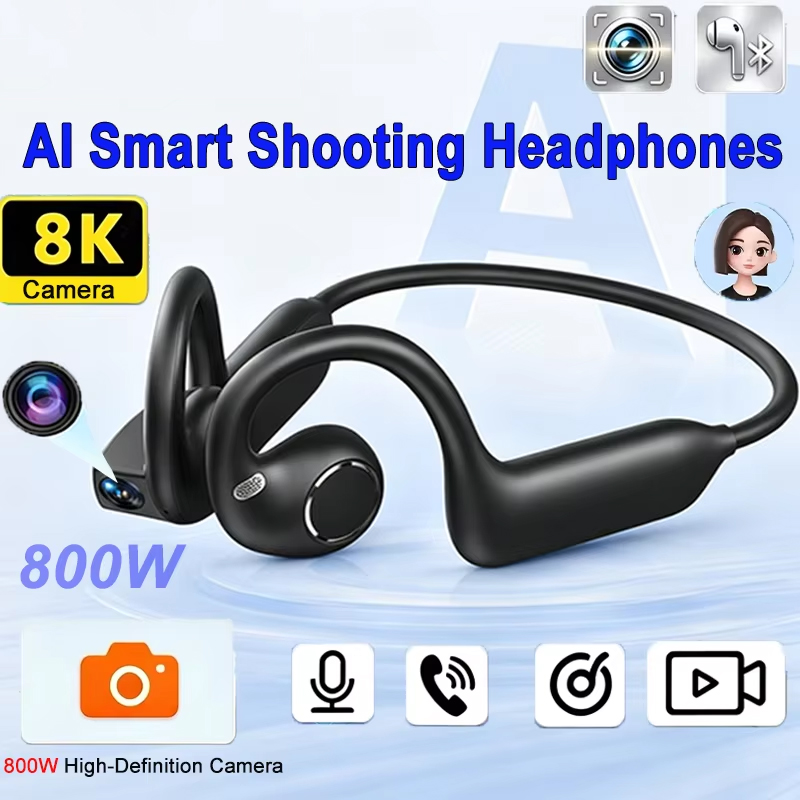 Helmet Camera 4K Wifi - Écouteurs intelligents 4K, caméra 8MP, traduction,
