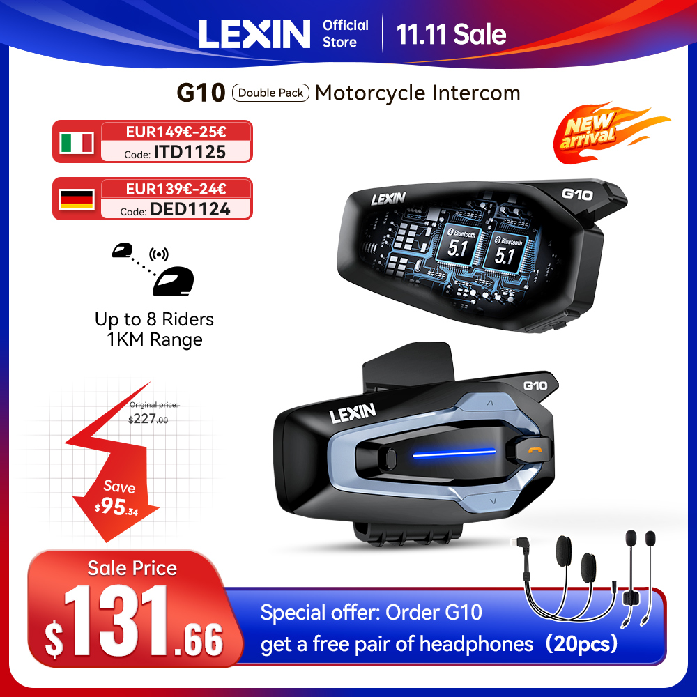 Motorcycle Intercom With Fm Radio - NEW-LEXIN G10 Intercom pour Casque de