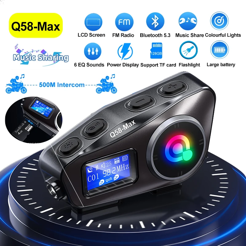 Motorcycle Intercom With Fm Radio - Casque de moto avec casque Bluetooth