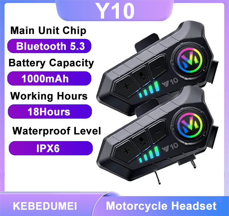 Motorcycle Intercom With Fm Radio - Casque Bluetooth 5.3 pour moto Y10