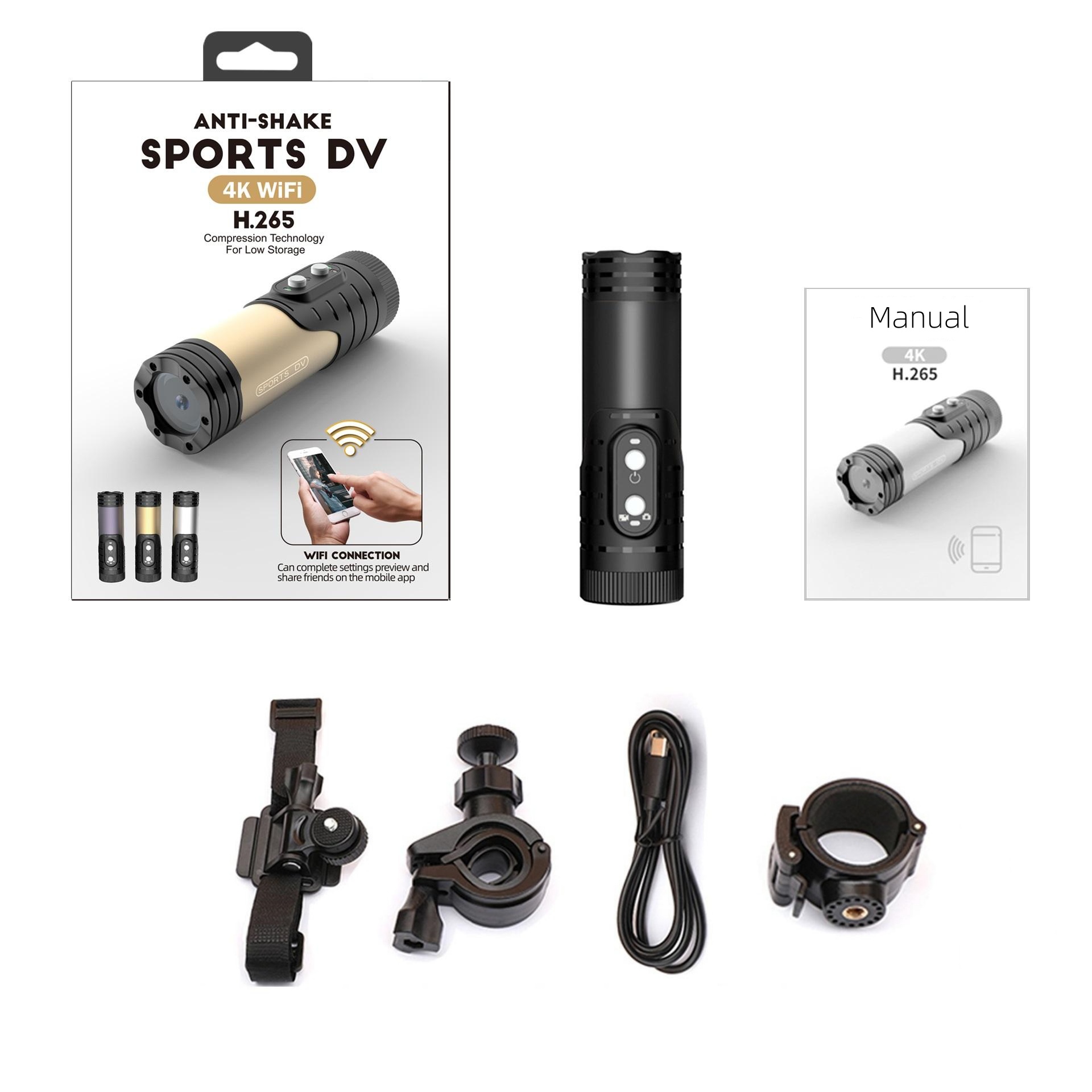 Helmet Camera 4K Wifi - Caméra d'action sportive miniature 4K, étanche,