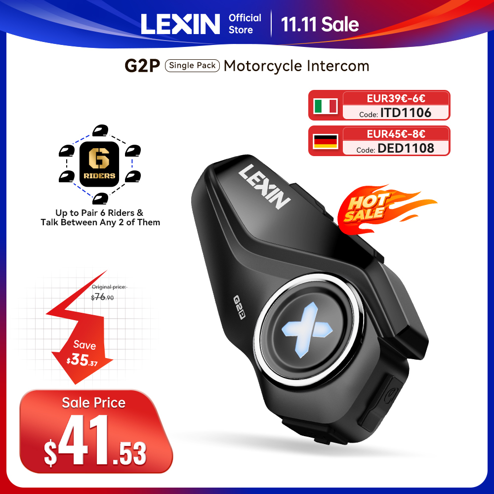 Motorcycle Intercom With Fm Radio - Lexin G2P casque d'interphone moto casques