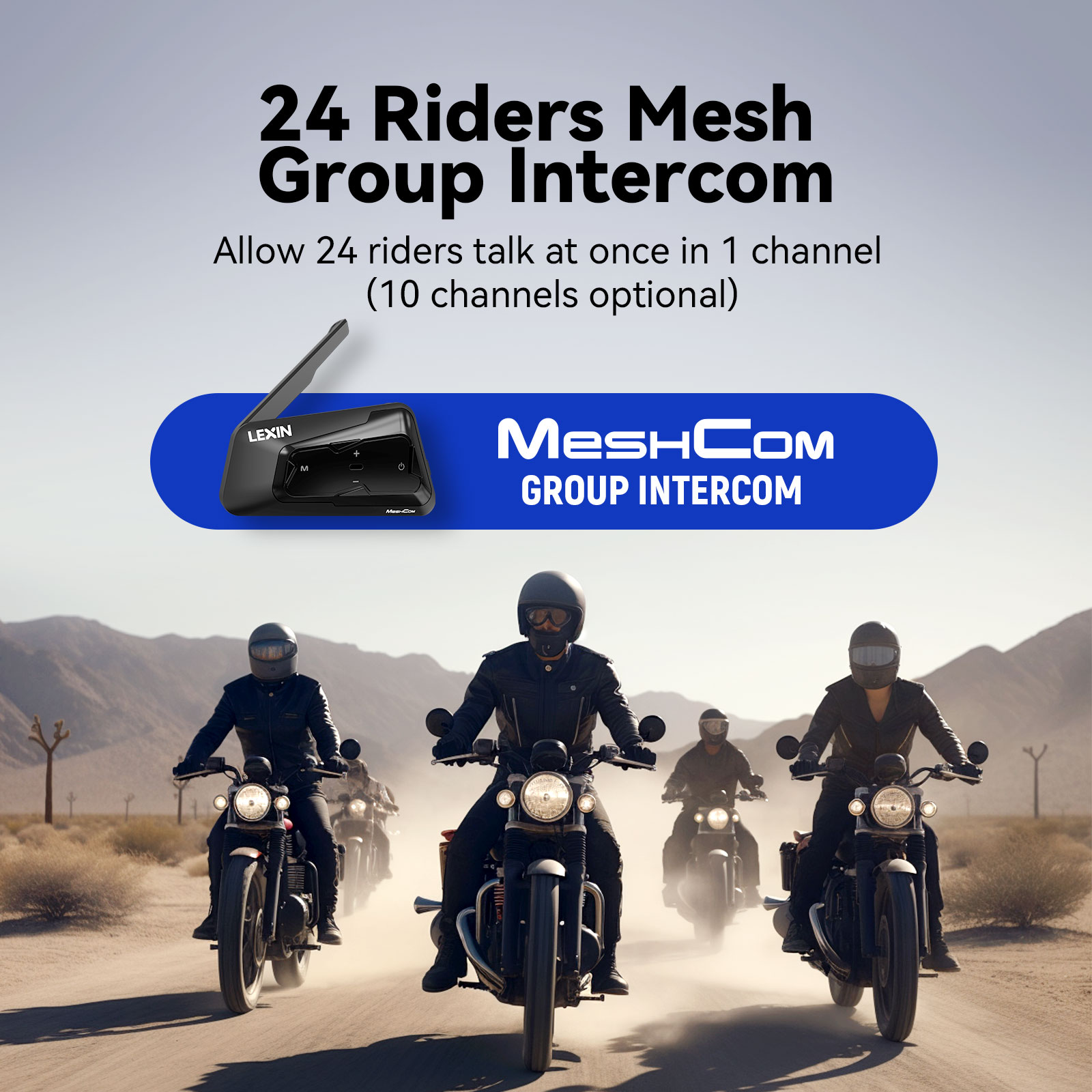LEXIN-MeshCom-Oreillette Bluet - Motorcycle Intercom With Fm Radio avis et prix