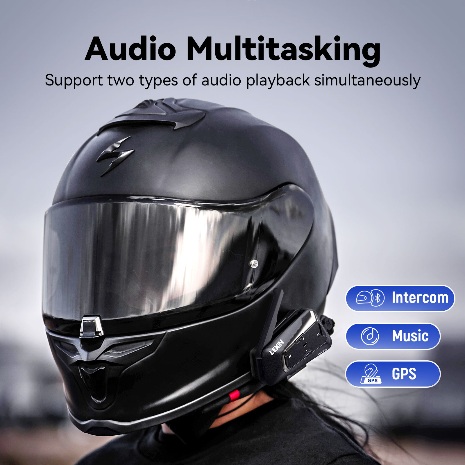 LEXIN-MeshCom-Oreillette Bluet - Motorcycle Intercom With Fm Radio avis et prix