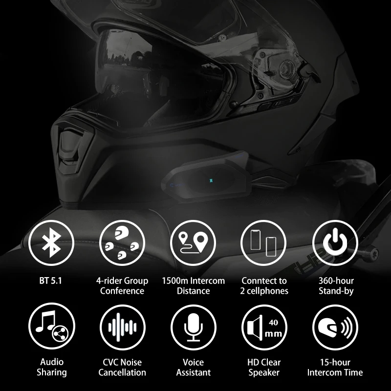 GOCOM4-Oreillette Bluetooth po - Motorcycle Intercom With Fm Radio avis et prix