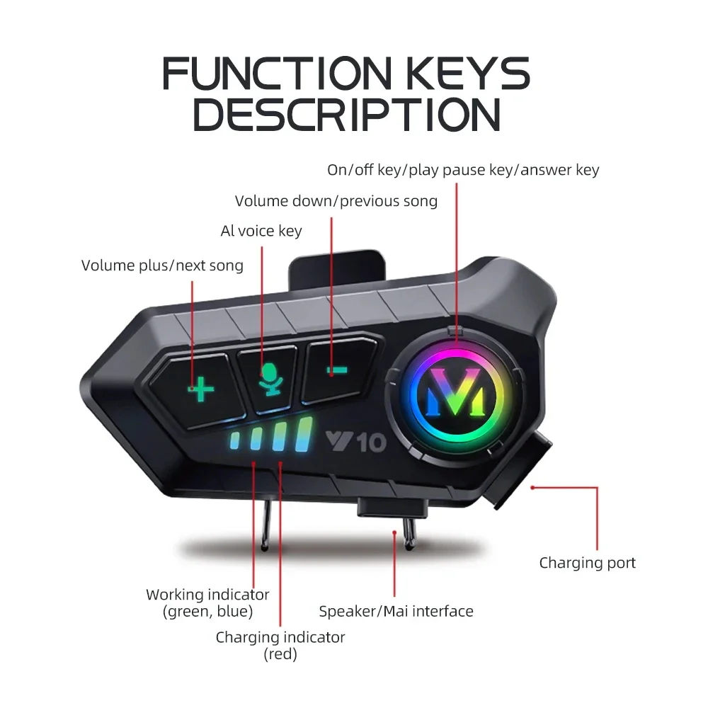 Casque Bluetooth 5.3 pour moto - Motorcycle Intercom With Fm Radio avis et prix