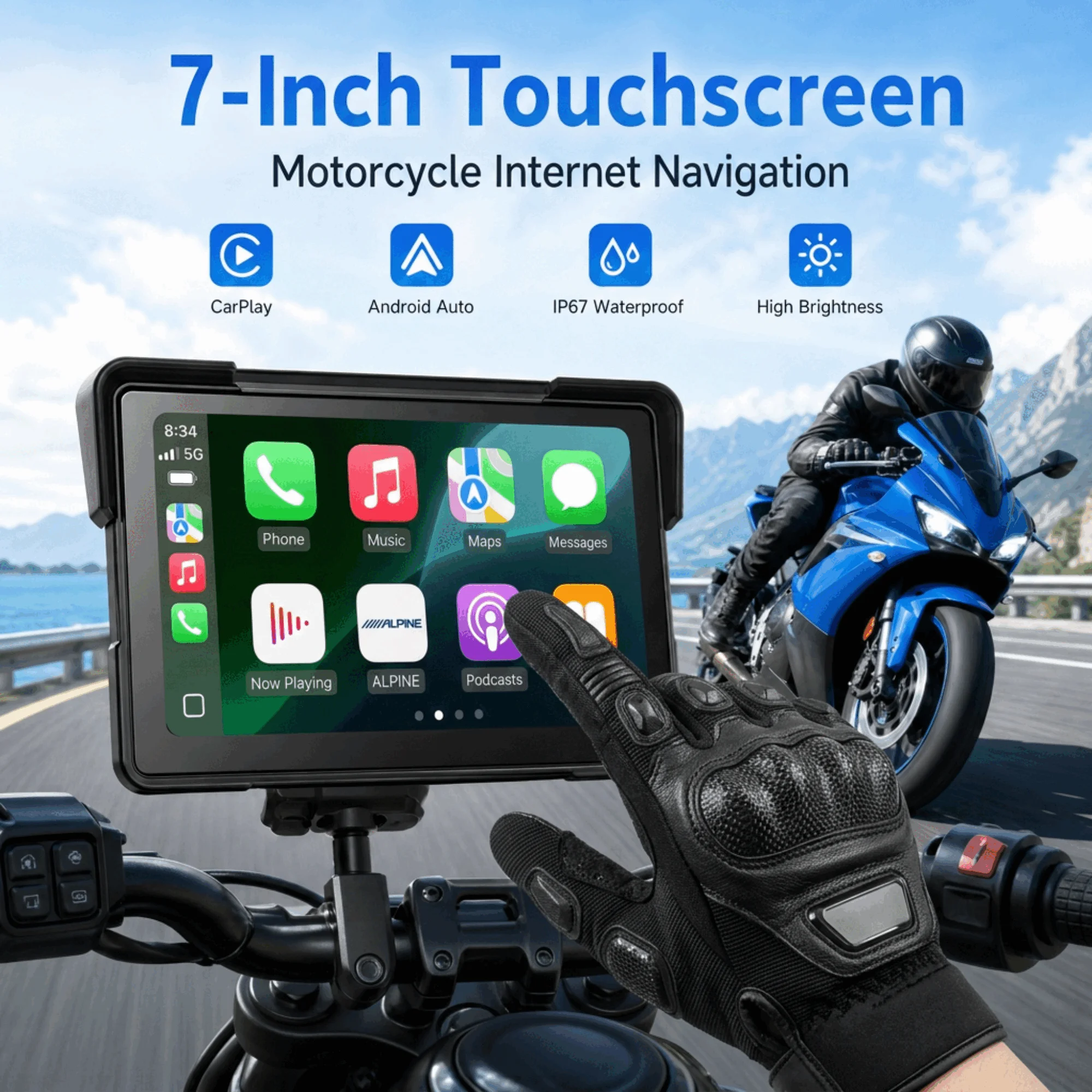 Aoocci C7, écran de 7 pouces p - Motorcycle Gps Navigator Waterproof avis et prix