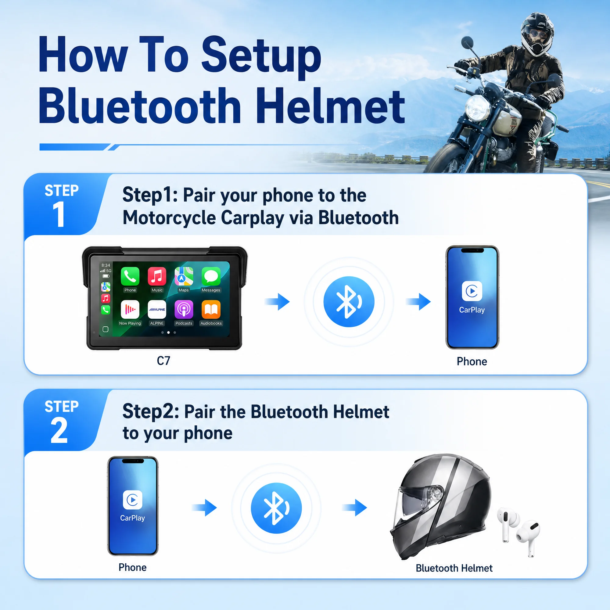 Aoocci C7, écran de 7 pouces p - Motorcycle Gps Navigator Waterproof avis et prix